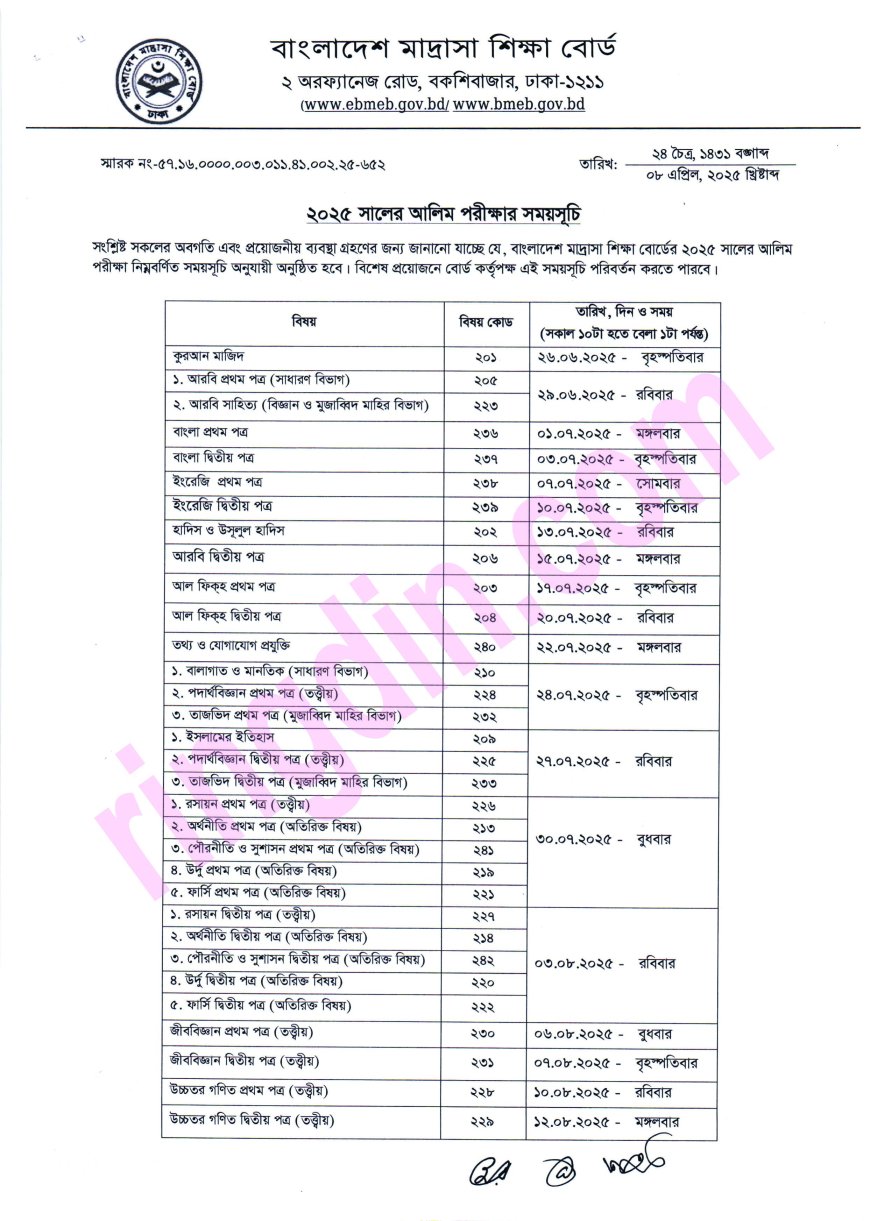 Alim exam routine