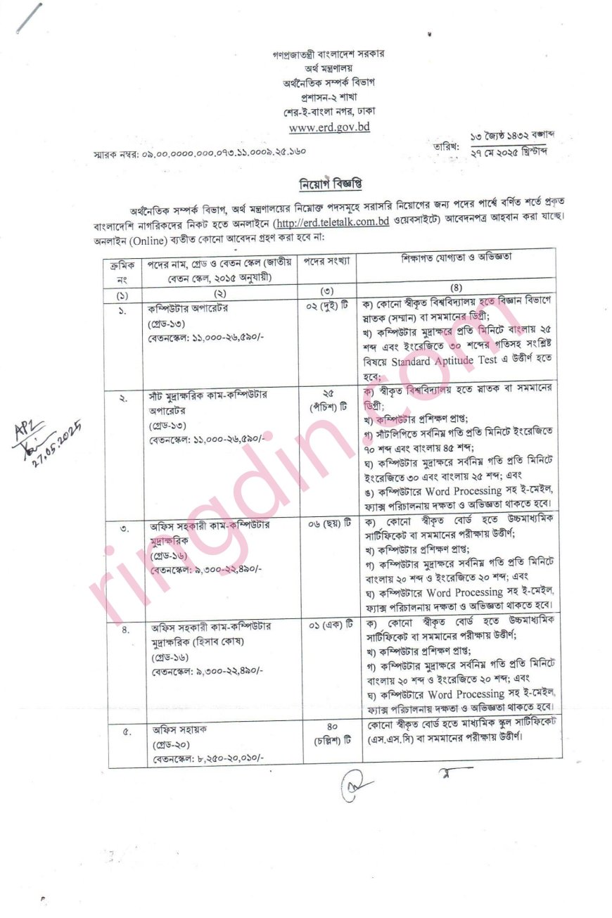 erd job circular