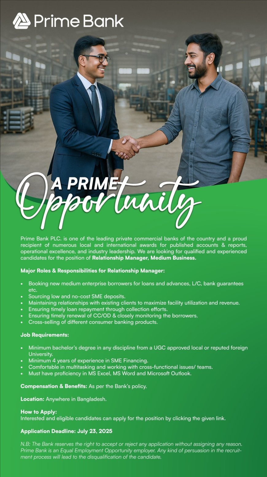 primebank job circular