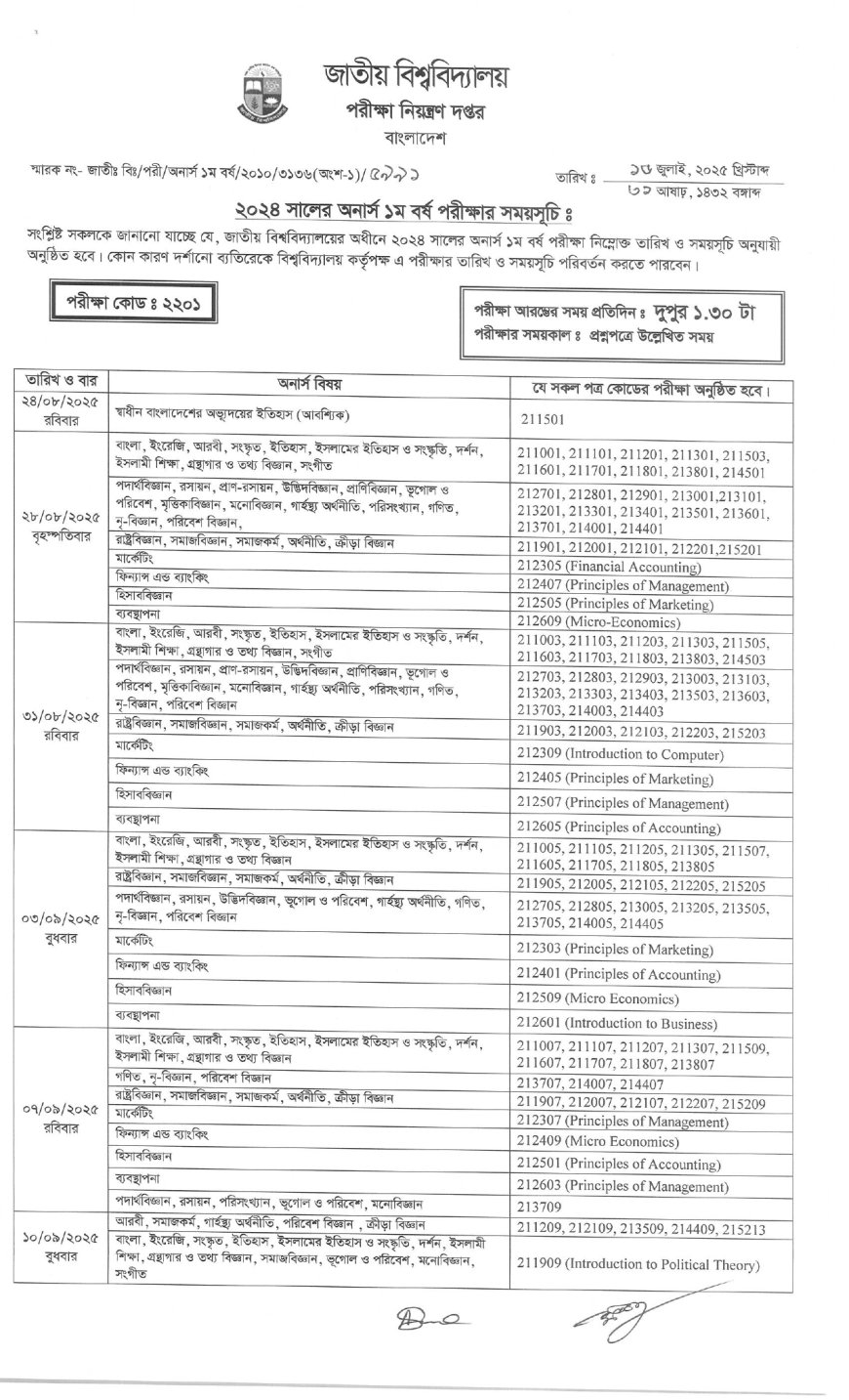 honours nu exam routine