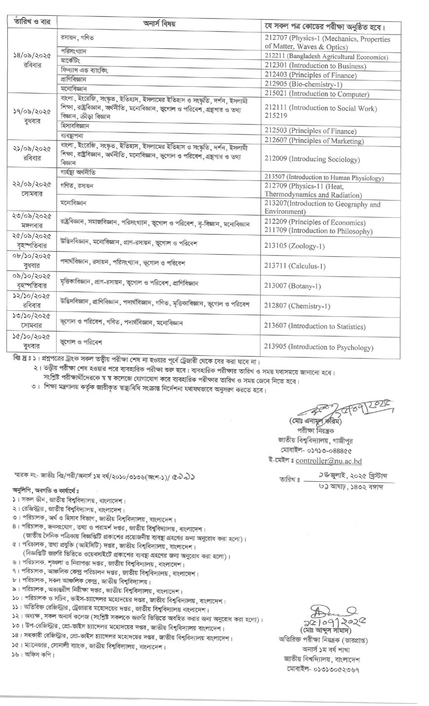 honours nu exam routine