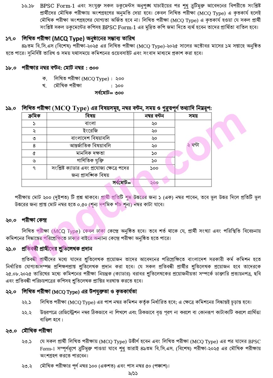 BCS job circular