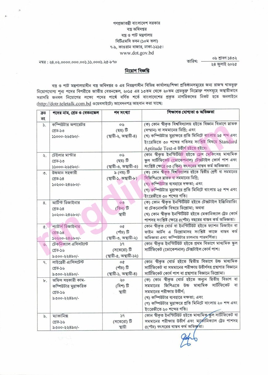 dot job circular 2025