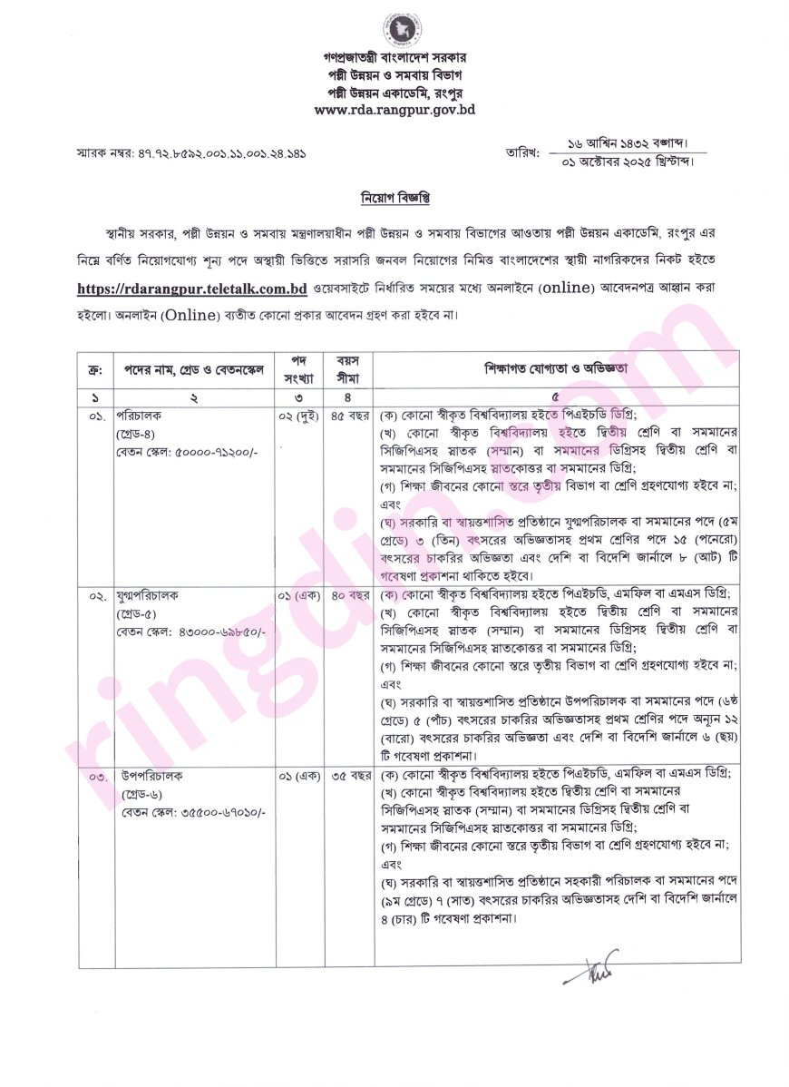 rdarangpur job circular