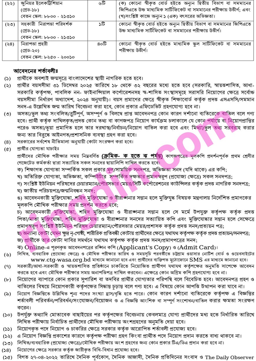 wasa job circular 2025