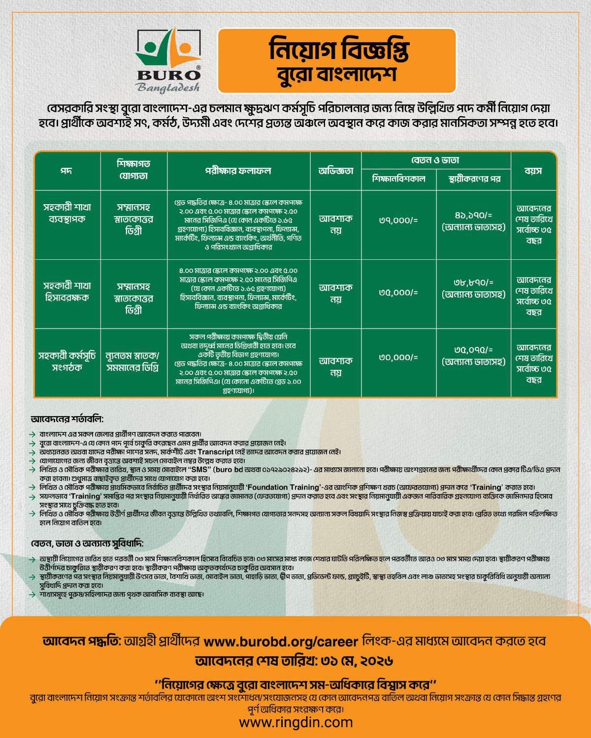 buro bangladesh job circular 2026